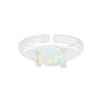 Oval Natural Opal Adjustable Ring in 925 Sterling Silver