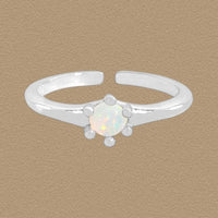 Round Natural Opal Adjustable Ring in 925 Sterling Silver
