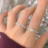 Round Natural Opal Adjustable Ring in 925 Sterling Silver
