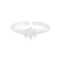 Round Natural Opal Adjustable Ring in 925 Sterling Silver