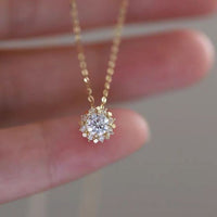Crystal Sunflower Sterling Silver Necklace
