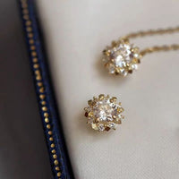 Crystal Sunflower Sterling Silver Necklace
