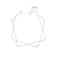 Double Layer Curb Chain Heart Bracelet, 925 Sterling Silver