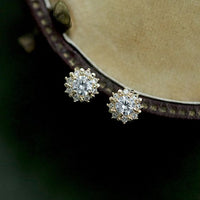 Crystal Sunflower 925 Sterling Silver Stud Earrings