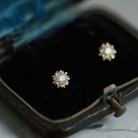 Crystal Sunflower 925 Sterling Silver Stud Earrings
