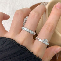 Geometry Oval Crystal Sterling Silver Adjustable Ring