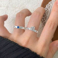 Geometry Oval Crystal Sterling Silver Adjustable Ring