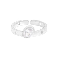 Geometry Oval Crystal Sterling Silver Adjustable Ring