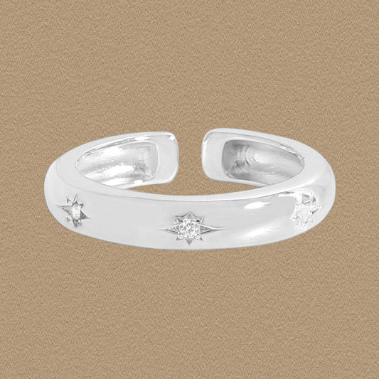 CZ Starlight Adjustable 925 Sterling Silver Ring