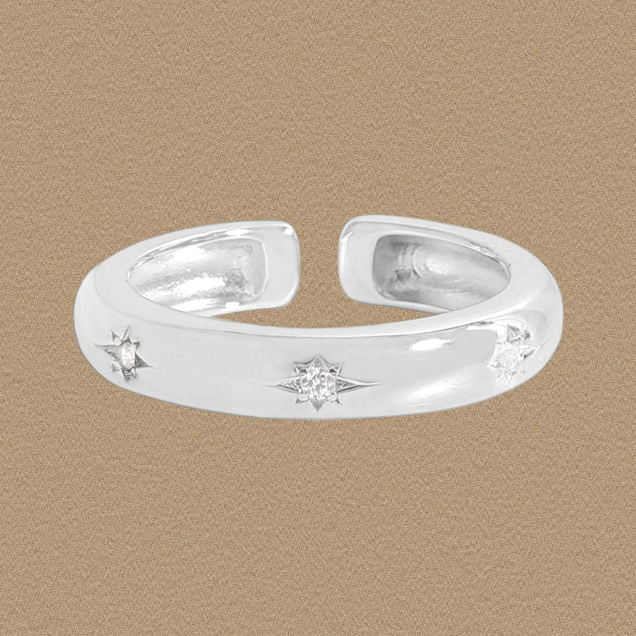 Crystal Starlight Adjustable 925 Sterling Silver Ring