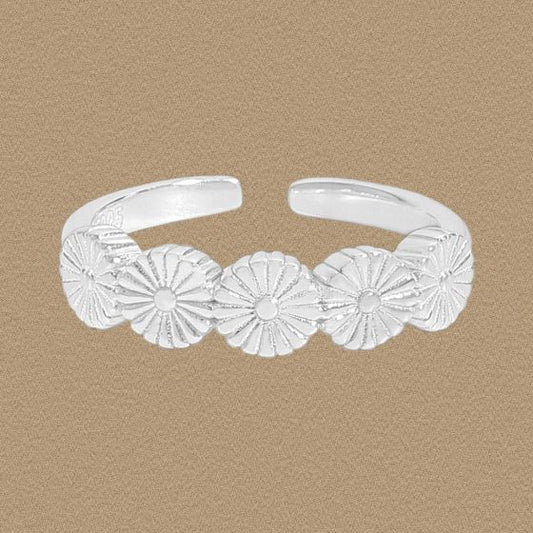 Sunflower 925 Sterling Silver Adjustable Ring