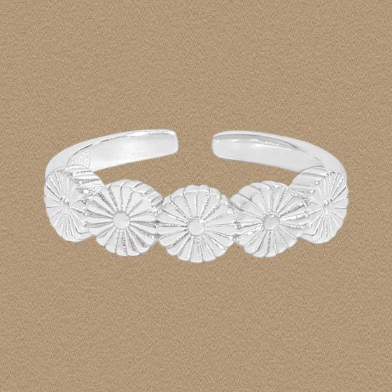 Sunflower 925 Sterling Silver Adjustable Ring