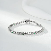 Heart-Shaped Green Cubic Zirconia Tennis Bracelet in Sterling Silver