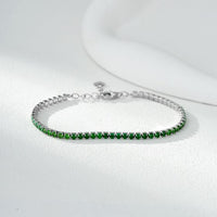 Geometric Emerald Tennis Bracelet, S925 Sterling Silver