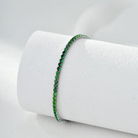 Geometric Emerald Tennis Bracelet, S925 Sterling Silver