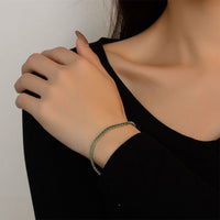 Geometric Emerald Tennis Bracelet, S925 Sterling Silver