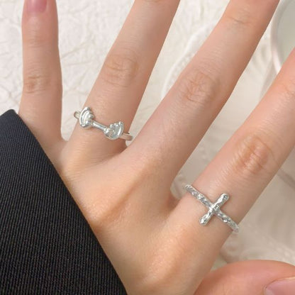 Irregular Cross Adjustable 925 Sterling Silver Ring