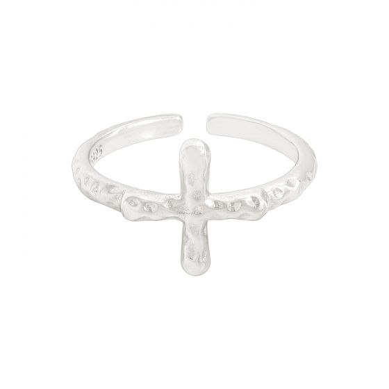 Irregular Cross Adjustable 925 Sterling Silver Ring