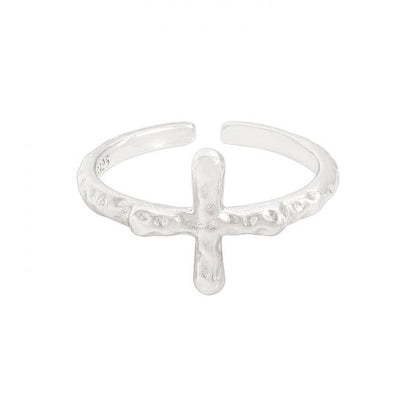 Irregular Cross Adjustable 925 Sterling Silver Ring