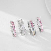 Row Zircon Paved Sterling Silver Ring