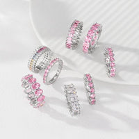 Rainbow Cubic Zirconia Geometric 925 Sterling Silver Ring