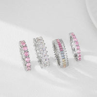 Rainbow Cubic Zirconia Geometric 925 Sterling Silver Ring
