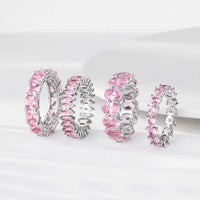 Pink Heart Cubic Zirconia Sterling Silver Ring