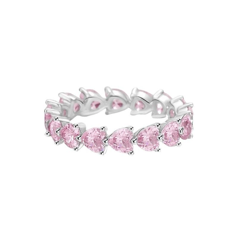 Pink Heart Cubic Zirconia Sterling Silver Ring