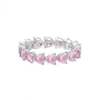 Pink Heart Cubic Zirconia Sterling Silver Ring