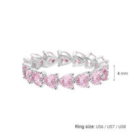 Pink Heart Cubic Zirconia Sterling Silver Ring