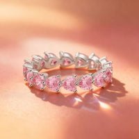 Pink Heart Cubic Zirconia Sterling Silver Ring
