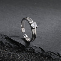 Double Layer Four-Claw Cubic Zirconia Adjustable Ring