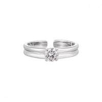 Double Layer Four-Claw Cubic Zirconia Adjustable Ring
