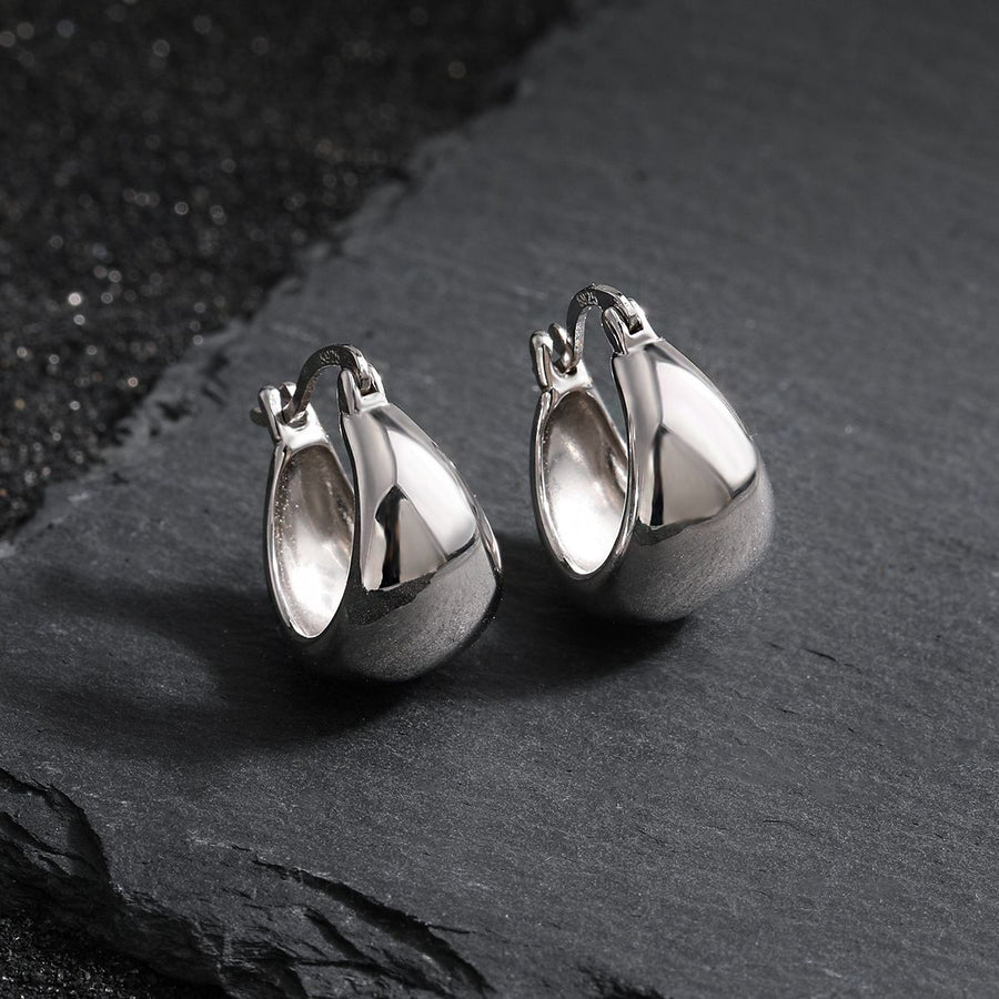 Modern U Shape Arc Sterling Silver Hoop Earrings