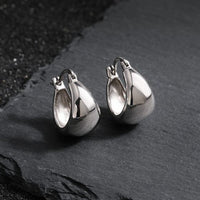 Modern U Shape Arc Sterling Silver Hoop Earrings