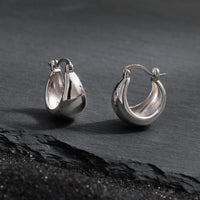Modern U Shape Arc Sterling Silver Hoop Earrings
