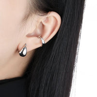 Modern U Shape Arc Sterling Silver Hoop Earrings