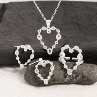 Holiday Round Crystal Hollow Heart Adjustable 925 Sterling Silver Ring