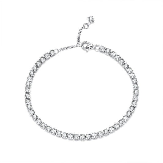 Cubic Zirconia Tennis Bracelet in White Gold Plating, S925 Sterling Silver
