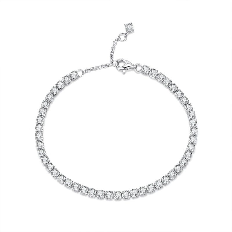Cubic Zirconia Tennis Bracelet in White Gold Plating, S925 Sterling Silver