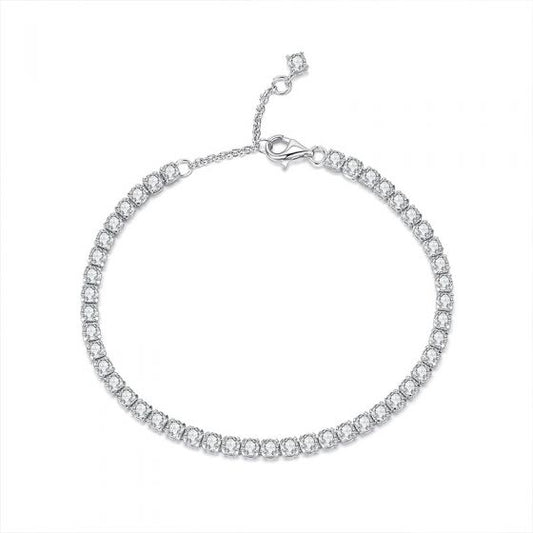 Cubic Zirconia Tennis Bracelet in White Gold Plating, S925 Sterling Silver