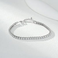 Cubic Zirconia Tennis Bracelet in White Gold Plating, S925 Sterling Silver
