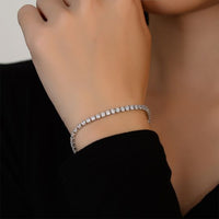 Cubic Zirconia Tennis Bracelet in White Gold Plating, S925 Sterling Silver