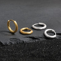 Frosted Round Circle 925 Sterling Silver Hoop (Single)