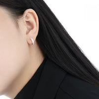 Frosted Round Circle 925 Sterling Silver Hoop (Single)