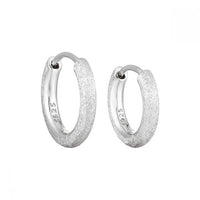 Frosted Round Circle 925 Sterling Silver Hoop (Single)