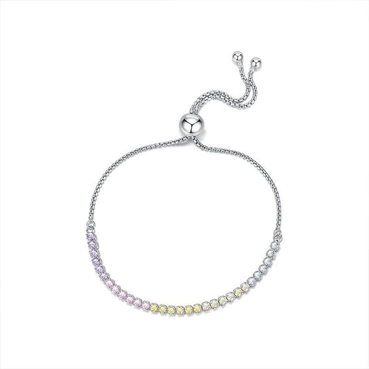 Rainbow Geometric Cubic Zirconia Adjustable Bracelet