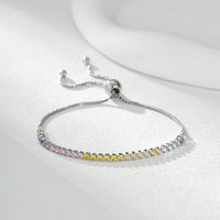 Rainbow Geometric Cubic Zirconia Adjustable Bracelet