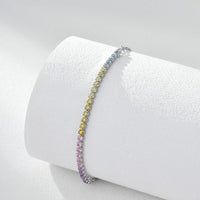 Rainbow Geometric Cubic Zirconia Adjustable Bracelet