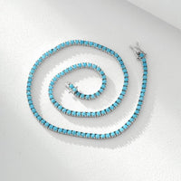 Turquoise Geometric Tennis Chain Necklace
